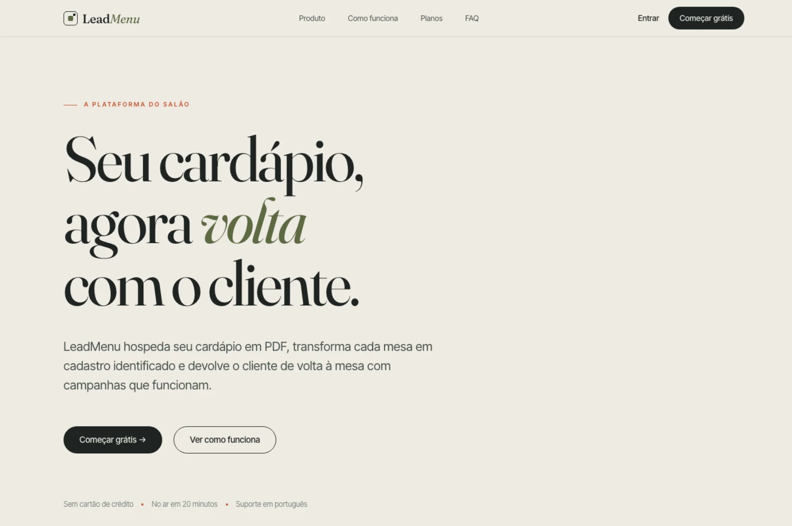LeadMenu — plataforma do salão